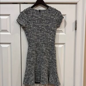 Aqua Black and White Textured Mini Dress